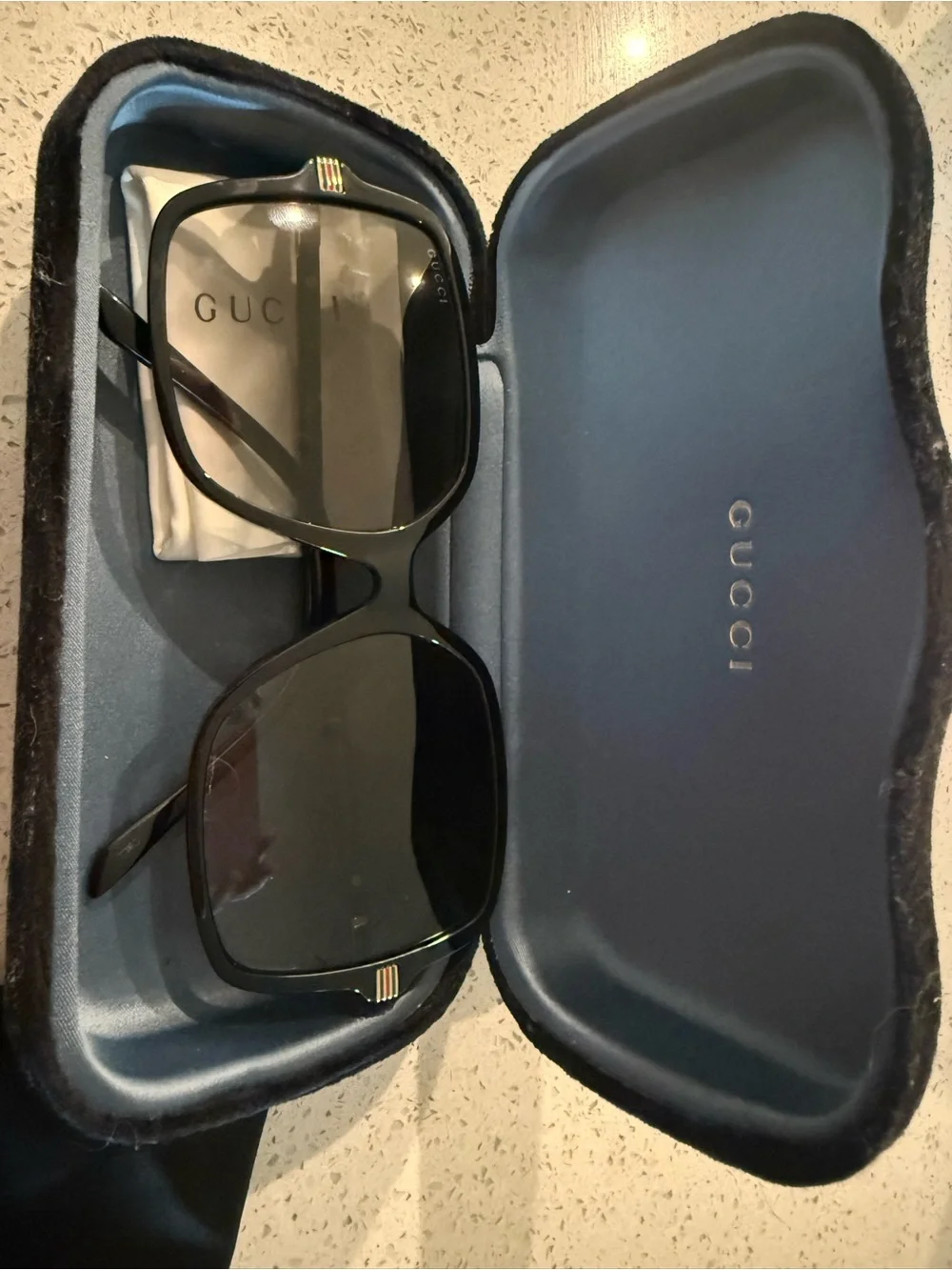 GUCCI Black Gradient Sunglasses with iconic Gucci stripes